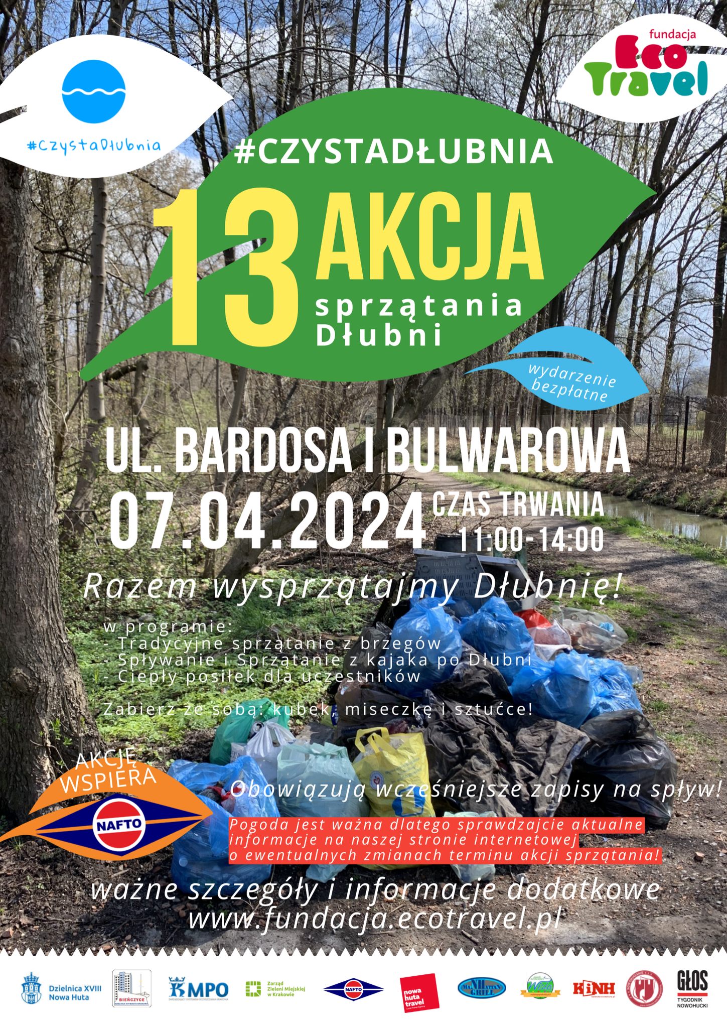 plakat Czysta Dłubnia 7.04.2024 godz. 11.00-14.00