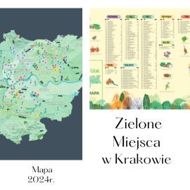 mapa zielone miejsca w Krakowie 2024r.